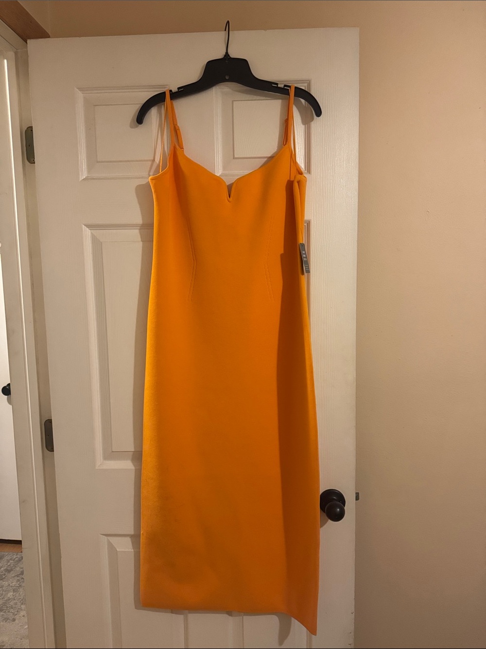 Express Orange Spaghetti-Strap Midi Dress